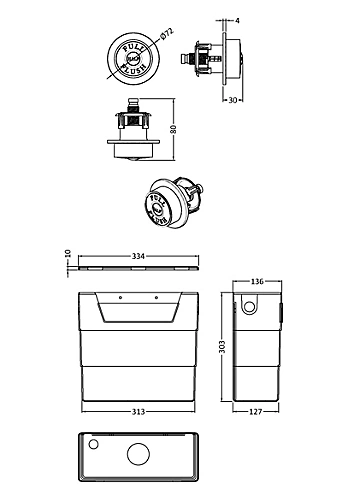 Universal Water Saving Dual Flush Side Inlet Concealed Cistern & Traditional Push Button - Chrome/Black - Balterley 4 Universal Water Saving Dual Flush Side Inlet Concealed Cistern & Traditional Push Button - Chrome/Black - Balterley - Image 2