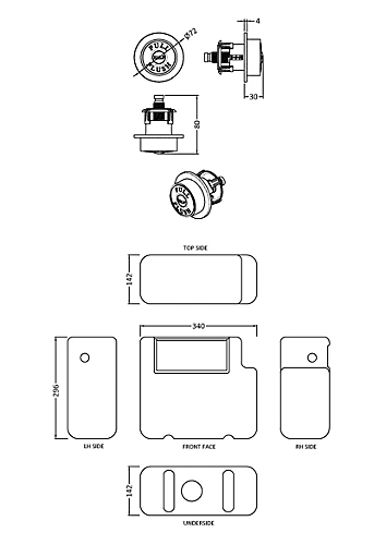 Universal Water Saving Dual Flush Side Inlet Concealed Cistern & Traditional Push Button - Chrome/White - Balterley 4 Universal Water Saving Dual Flush Side Inlet Concealed Cistern & Traditional Push Button - Chrome/White - Balterley - Image 2