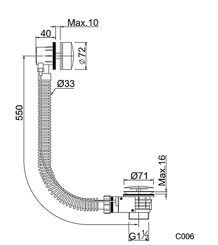 VURTU Barkway Pop Up Bath Waste, 38mm Diameter, Slotted, Black, 111114 4 VURTU Barkway Pop Up Bath Waste, 38mm Diameter, Slotted, Black, 111114 - Image 2
