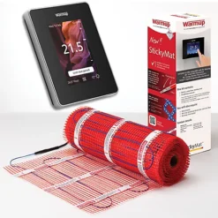 Warmup 4m² Electric Underfloor Heating Sticky Mat & 6iE WiFi Smart Thermostat - Onyx Black