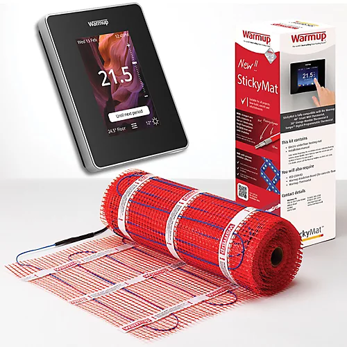 Warmup 4m² Electric Underfloor Heating Sticky Mat & 6iE WiFi Smart Thermostat - Onyx Black 3 Warmup 4m² Electric Underfloor Heating Sticky Mat & 6iE WiFi Smart Thermostat - Onyx Black