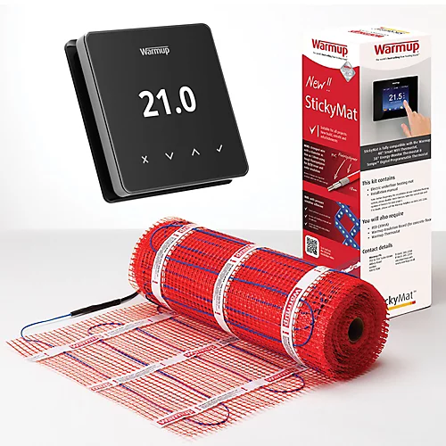 Warmup 5m² Electric Underfloor Heating Sticky Mat & Element WiFi Thermostat - Dark Chrome 3 Warmup 5m² Electric Underfloor Heating Sticky Mat & Element WiFi Thermostat - Dark Chrome