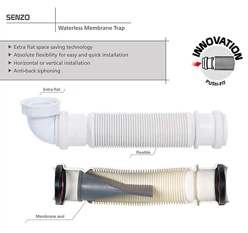 Wirquin 5/4" Inch Space Saving Flexible Waterless Membrane Drain Waste Trap Replacement 4 Wirquin 5/4" Inch Space Saving Flexible Waterless Membrane Drain Waste Trap Replacement - Image 2
